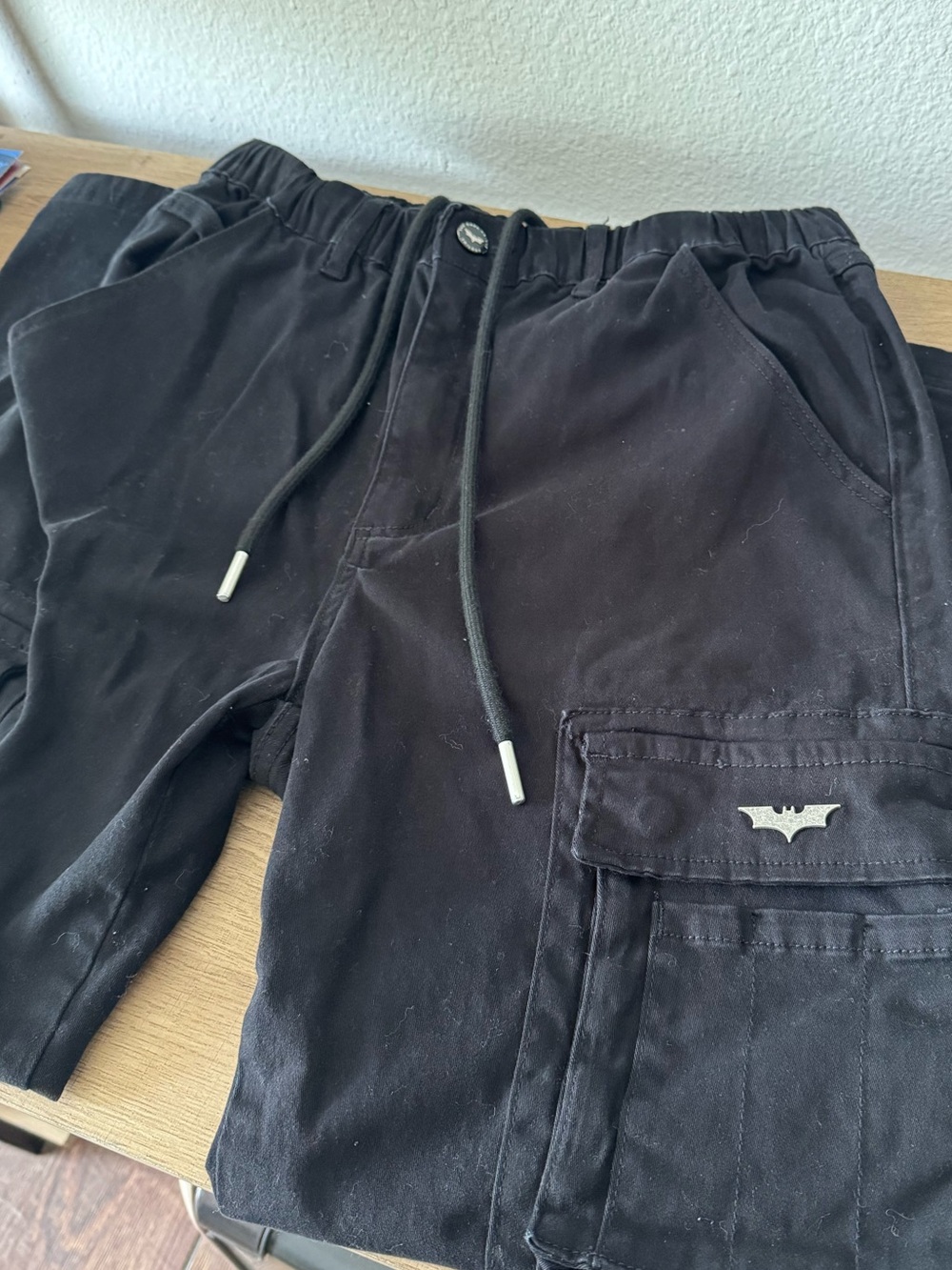 YoungLA Black Cargo Jogger Pants with Metal Bat Accent